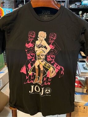 JOJO Branded Black Tee with Pink & Cream Graphic